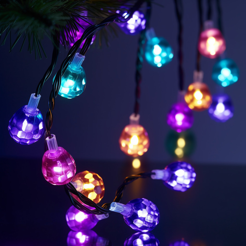 Vibrant Christmas lamps chain in purple hues