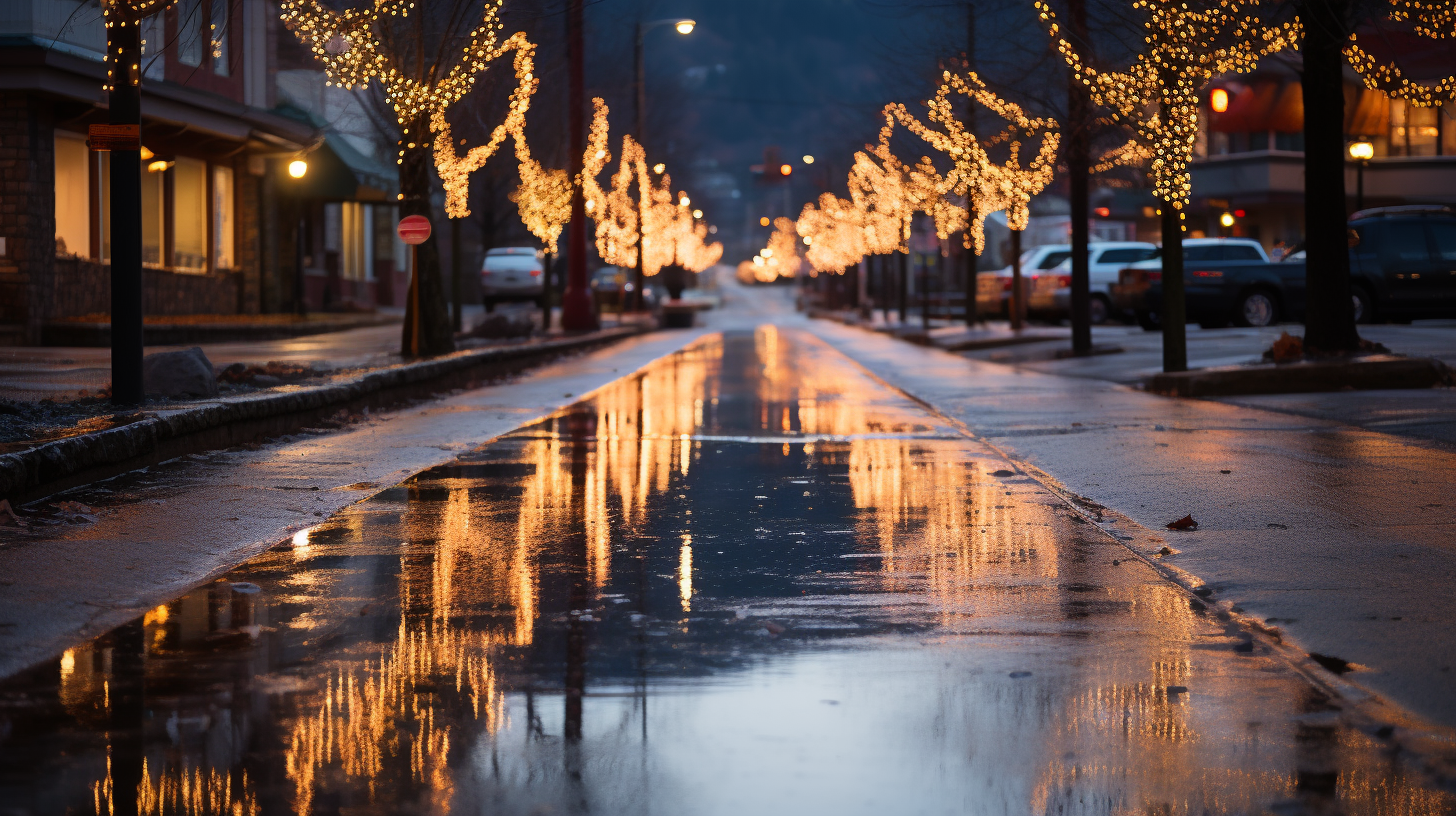 Vibrant Christmas Decorations on a Street