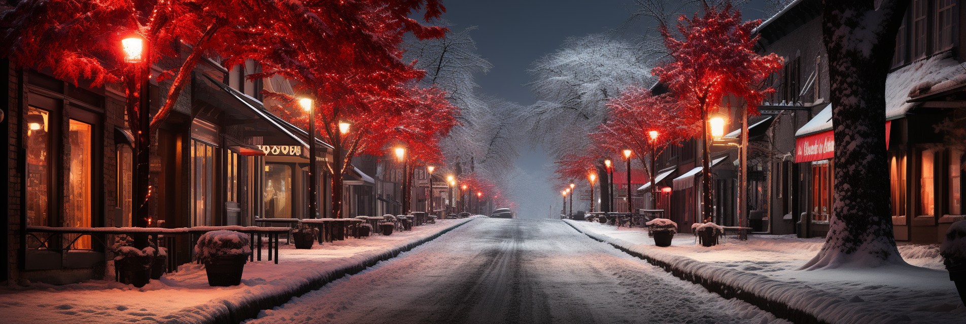 Christmas lights in mountain village