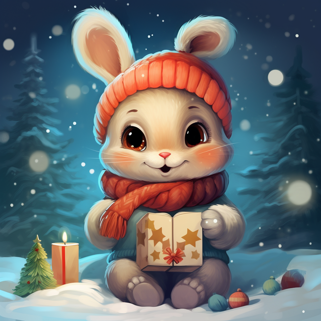 Cute rabbit enjoying Christmas festivities