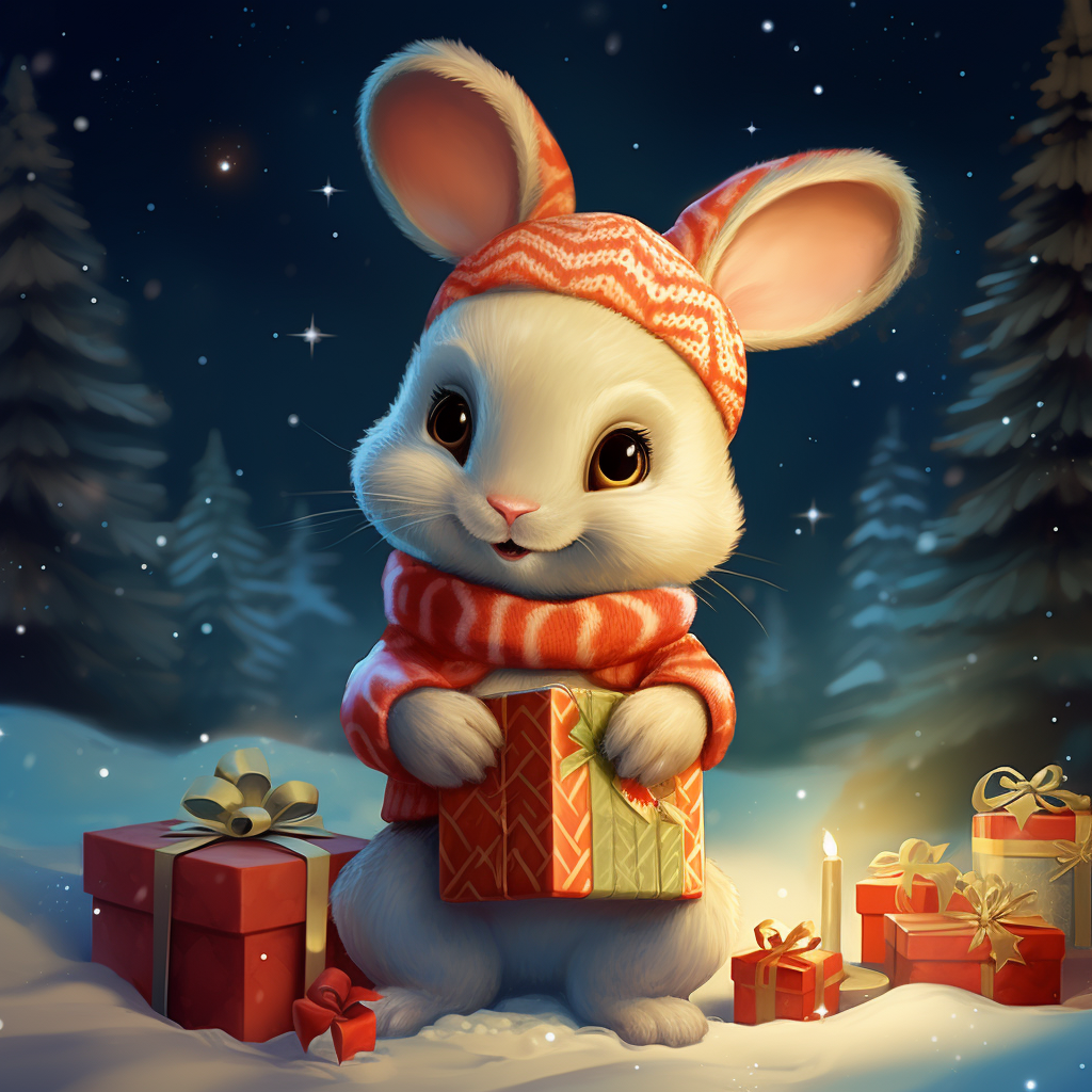 Cute rabbit with holiday decorations