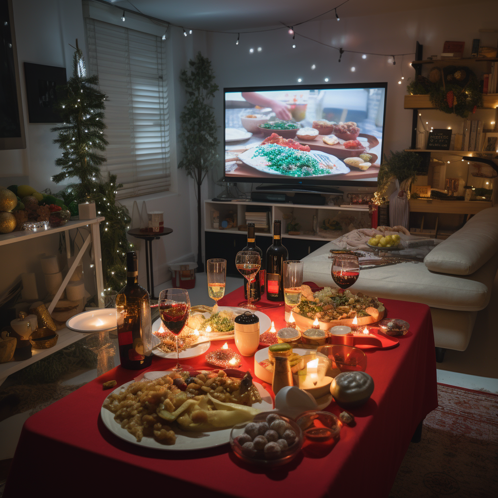 Christmas-themed living room decor