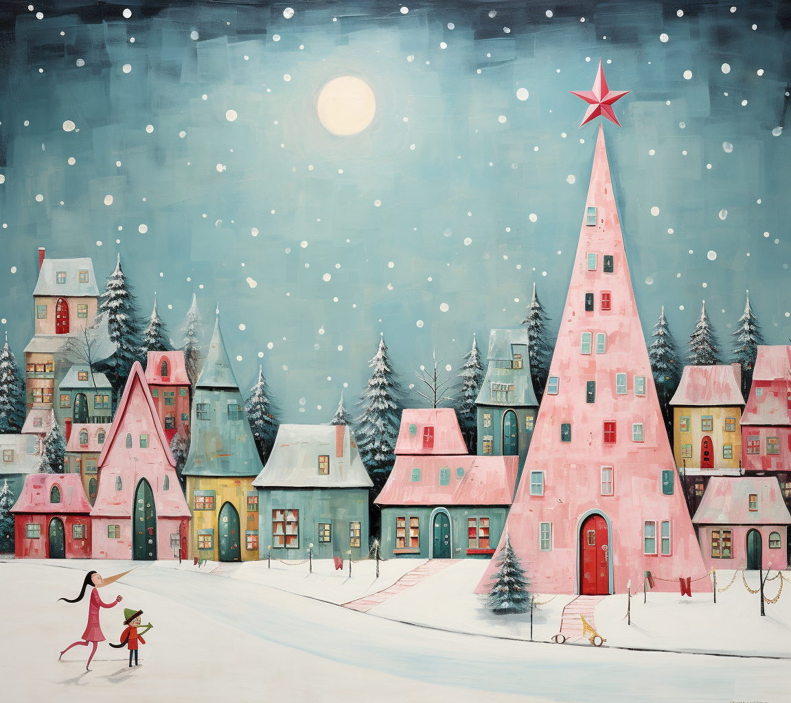 Christmas North Pole in playful whimsical xmaspunk pop art style