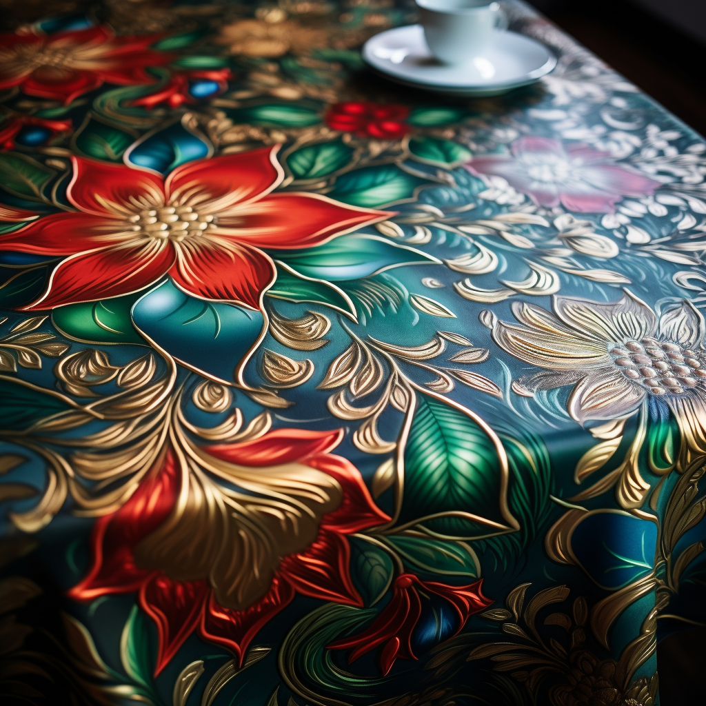 Close-up of Christmas Pattern Tablecloth