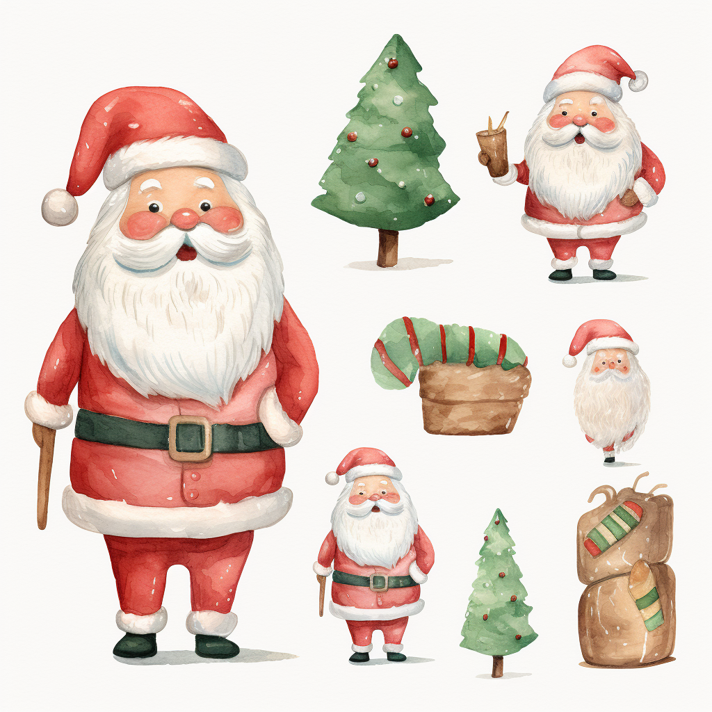 Cute Santa Cartoon in Pastel