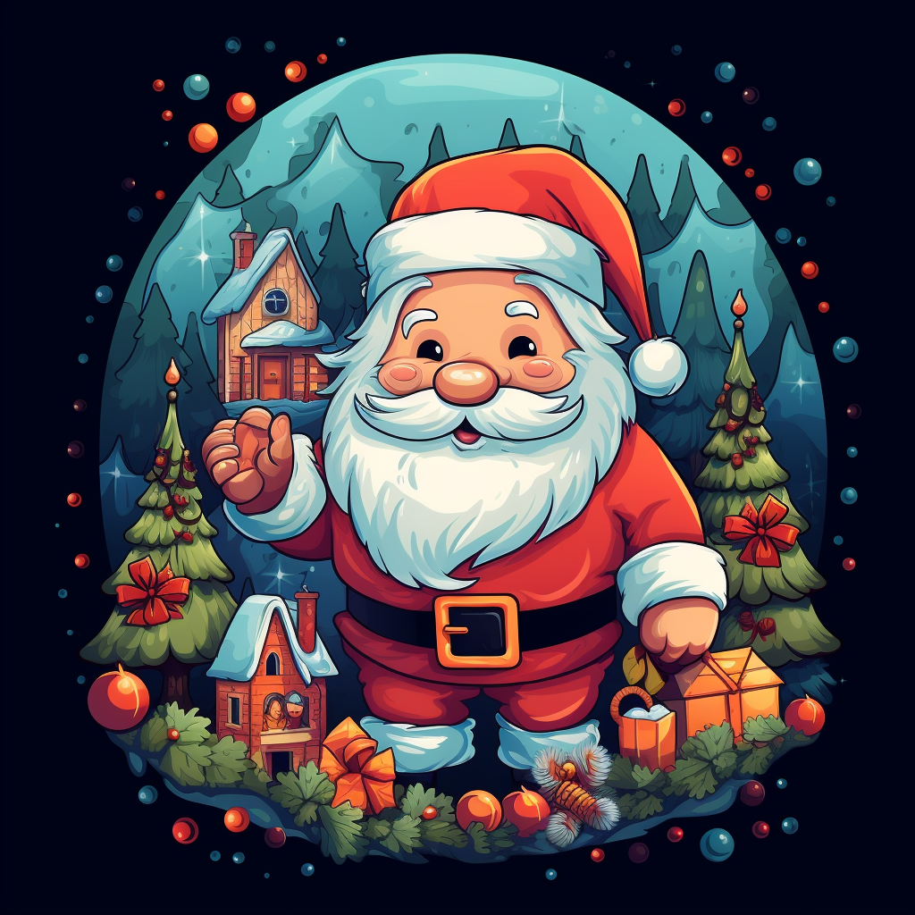 Vibrant Christmas Santa Scene Artwork