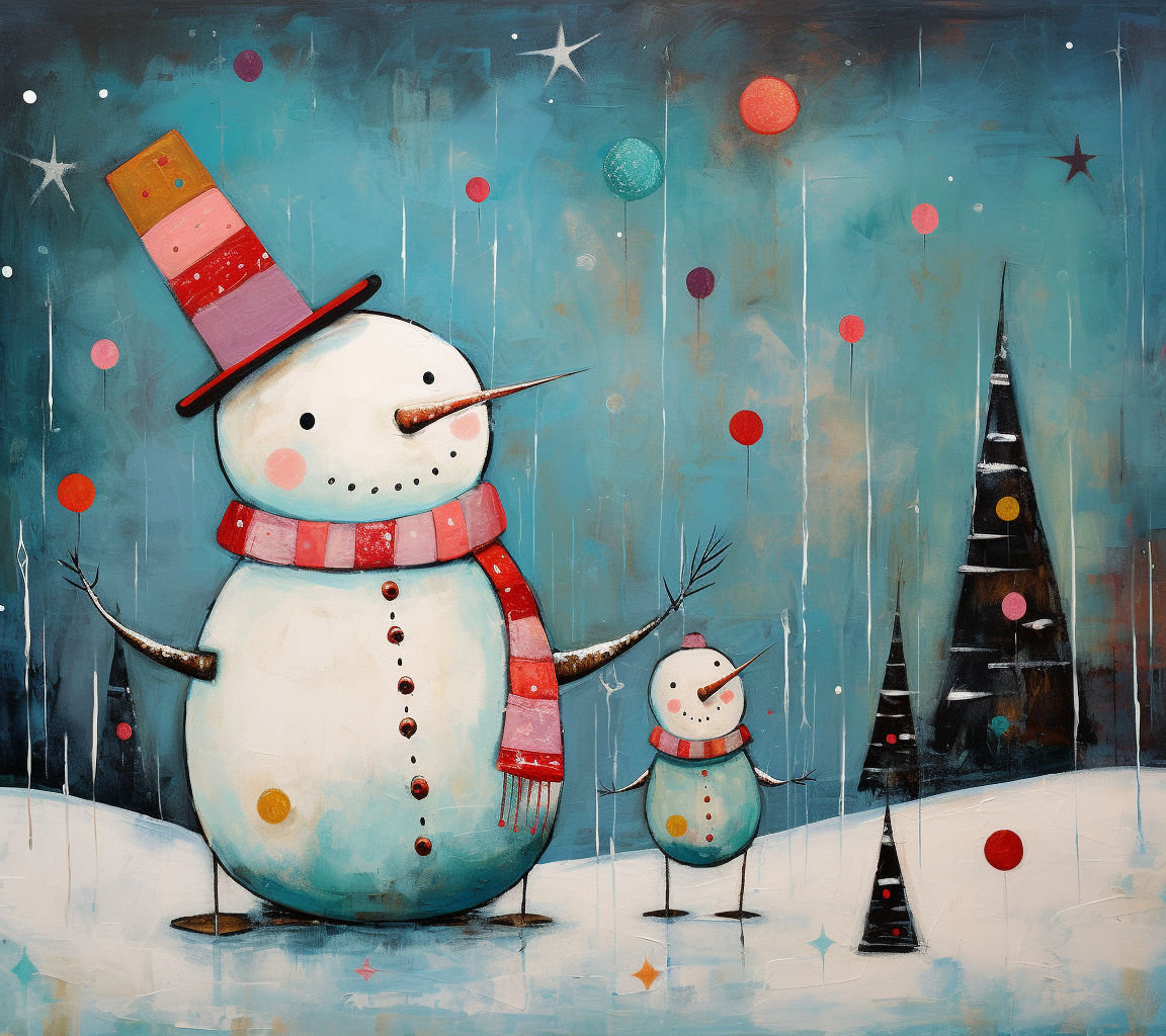 Christmas Snowman in playful style