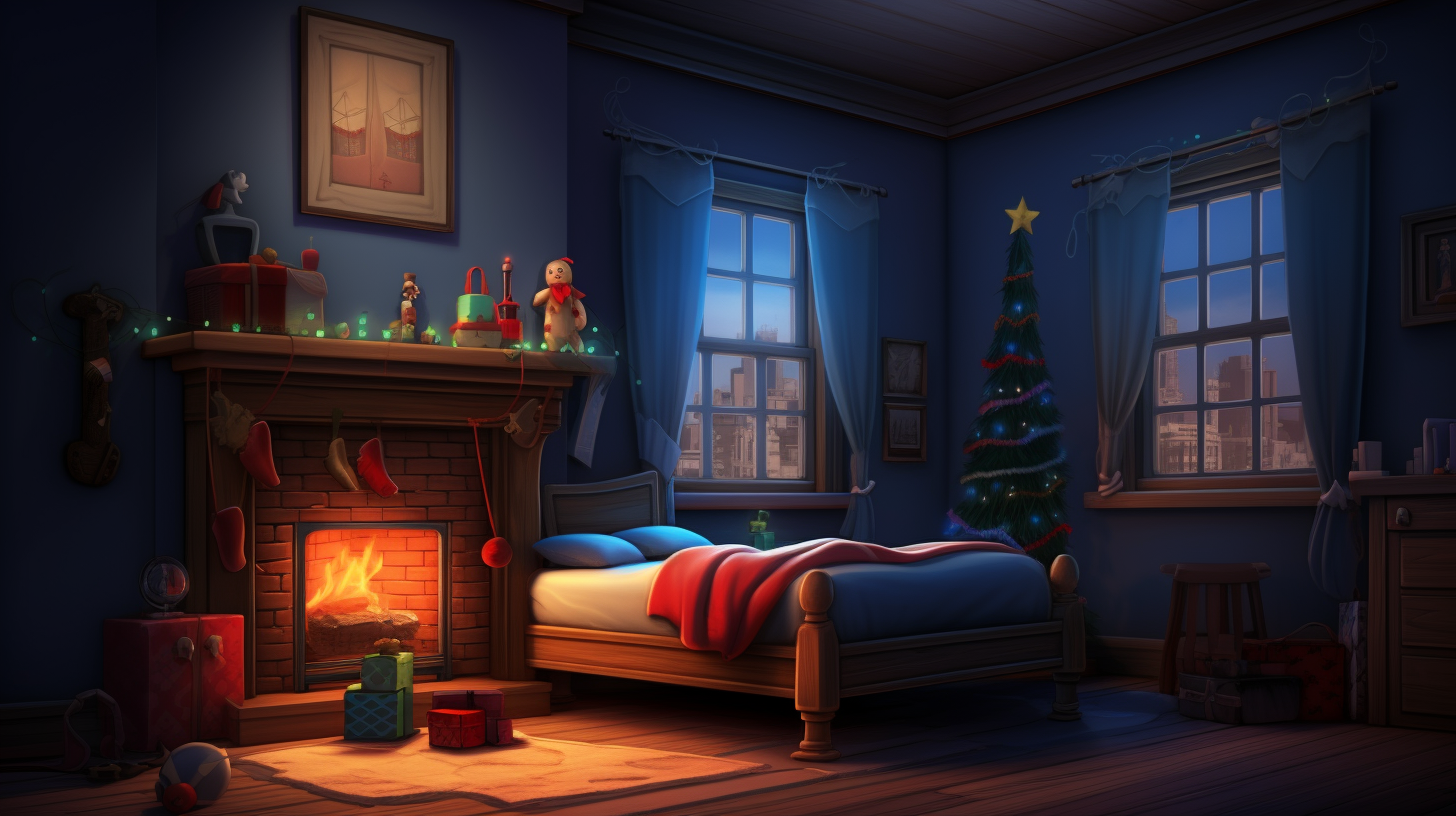 Christmas stocking bedroom nighttime Pixar