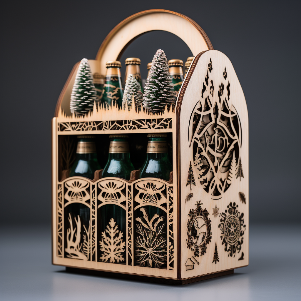 Christmas beer crate design with festive elements