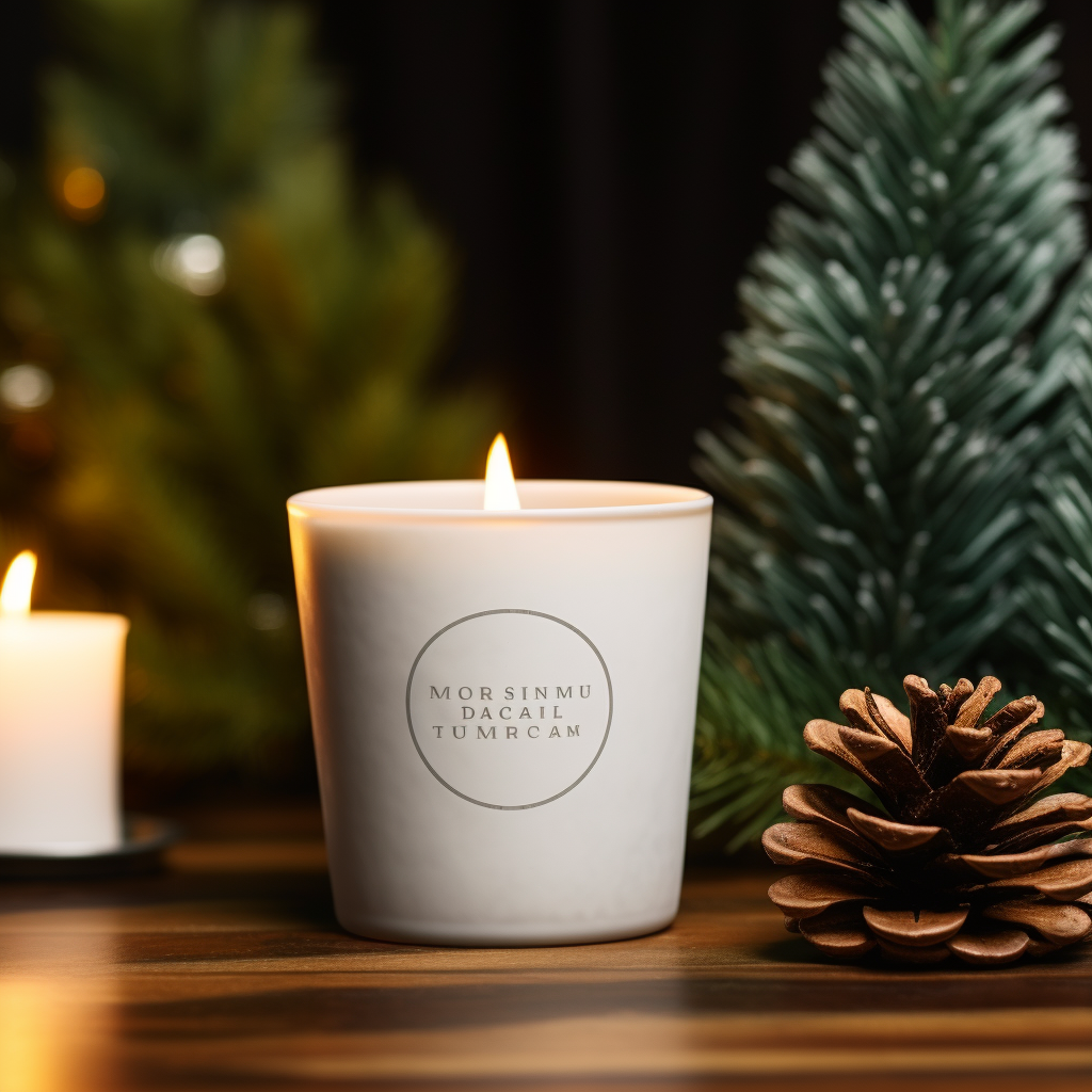 Christmas themed candle mockup image