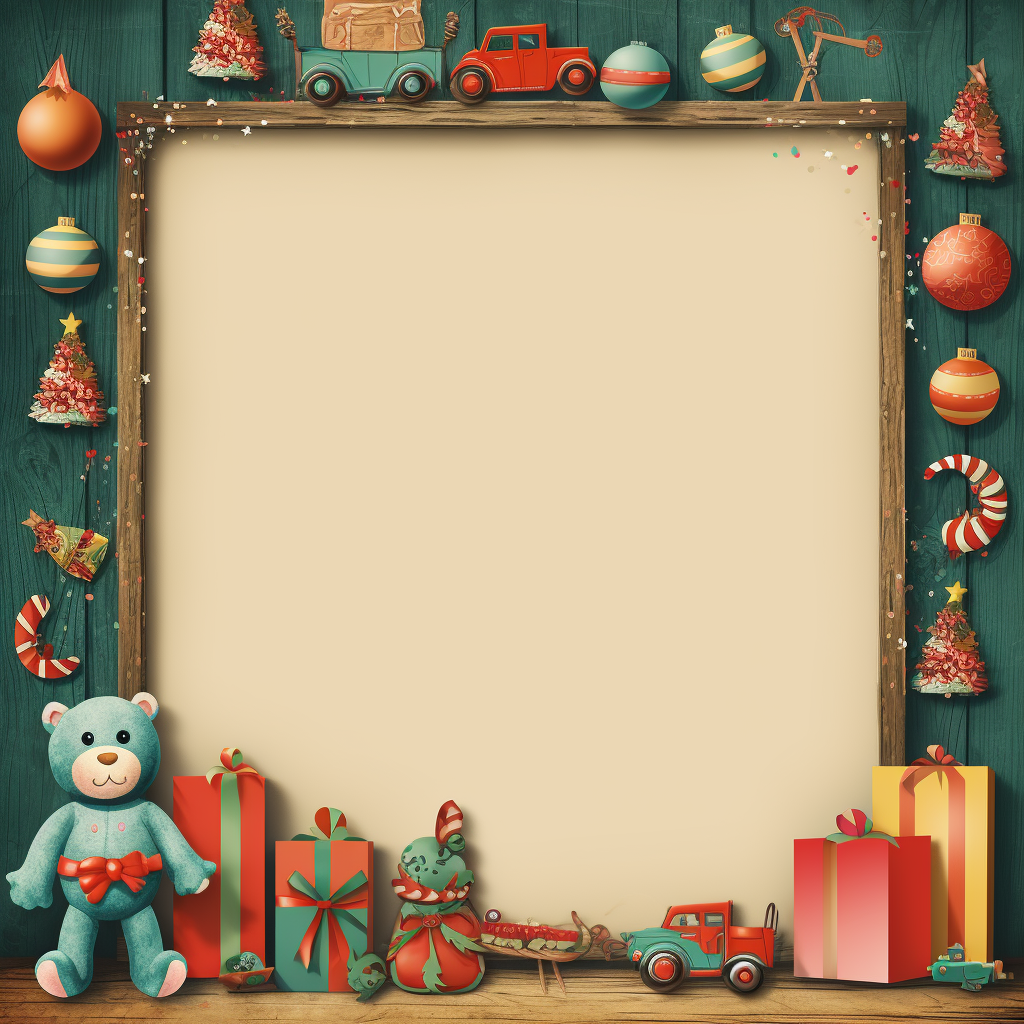 Toy drive poster with Christmas toys