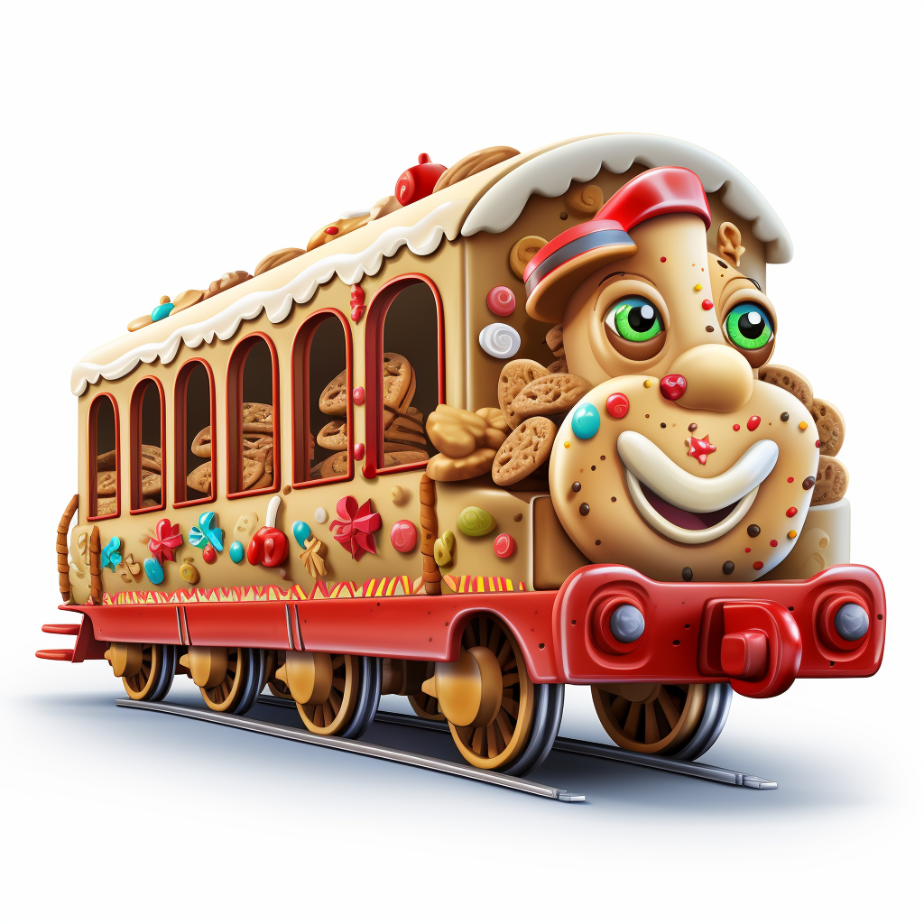 Festive Christmas Train with Cookie Cartoon Characters