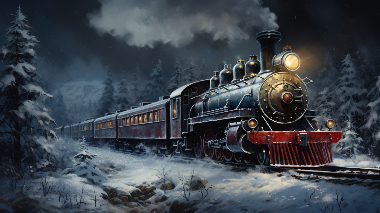 Christmas train in the forest