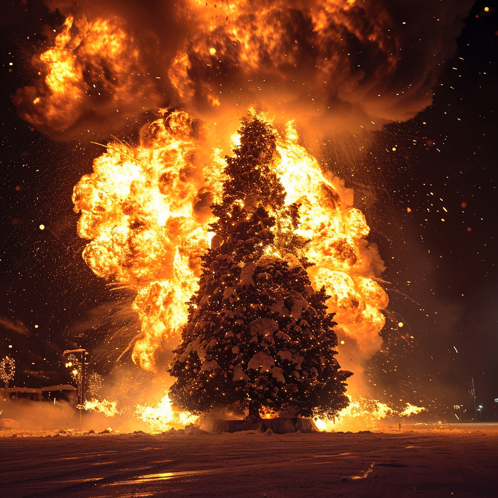 Vibrant Christmas tree explosion image