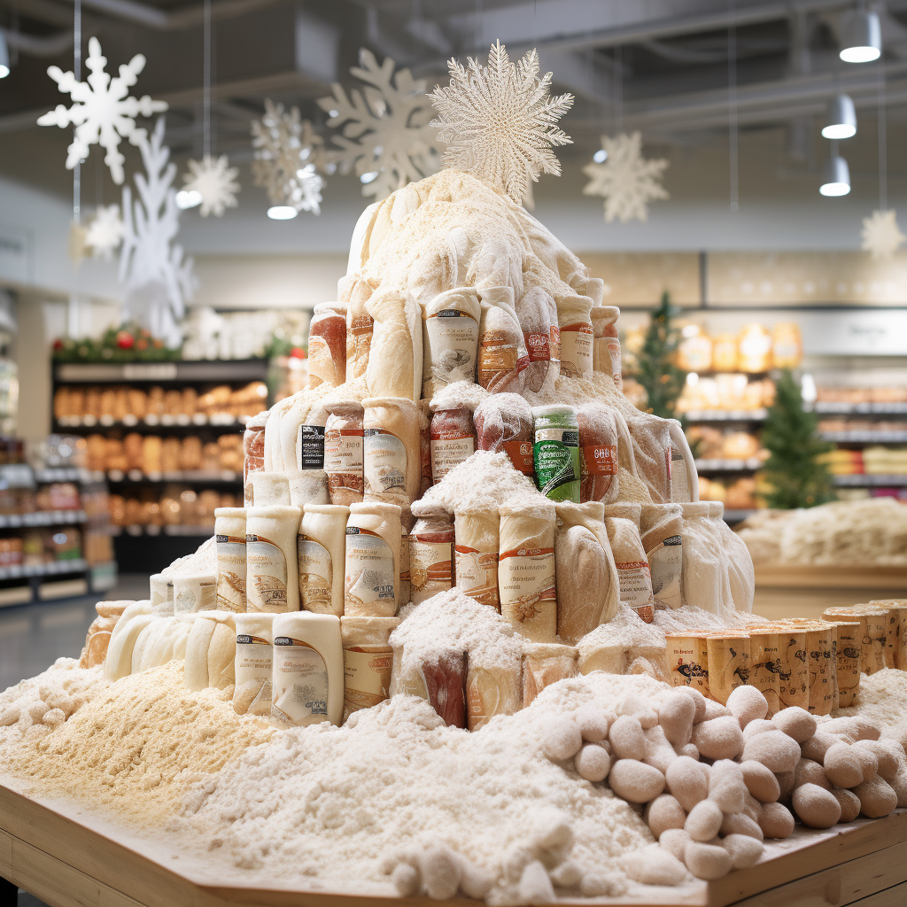 Flour product Christmas tree display