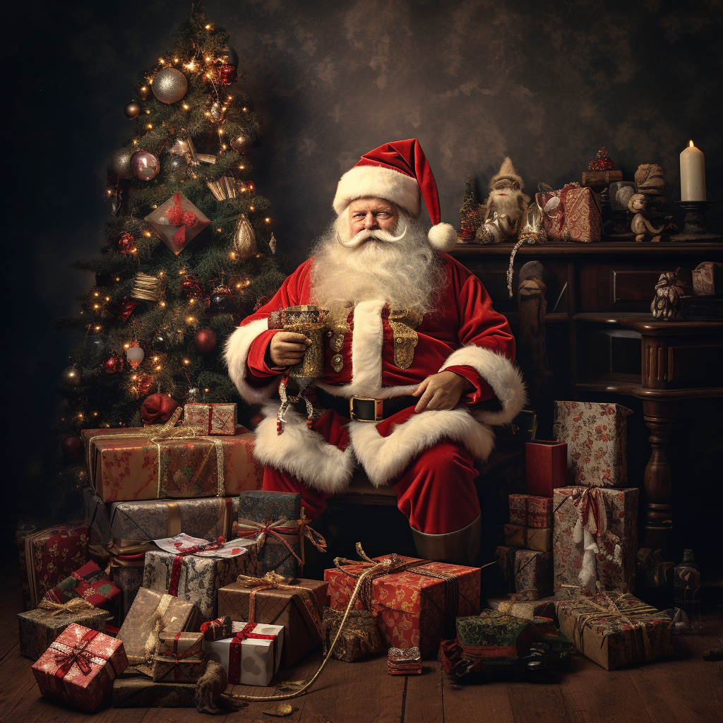 Christmas Tree with Santa Claus and Presents