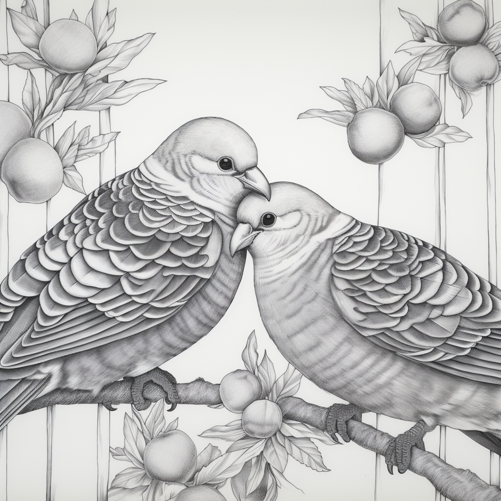 Two Christmas Turtle Doves Sketch  ??️