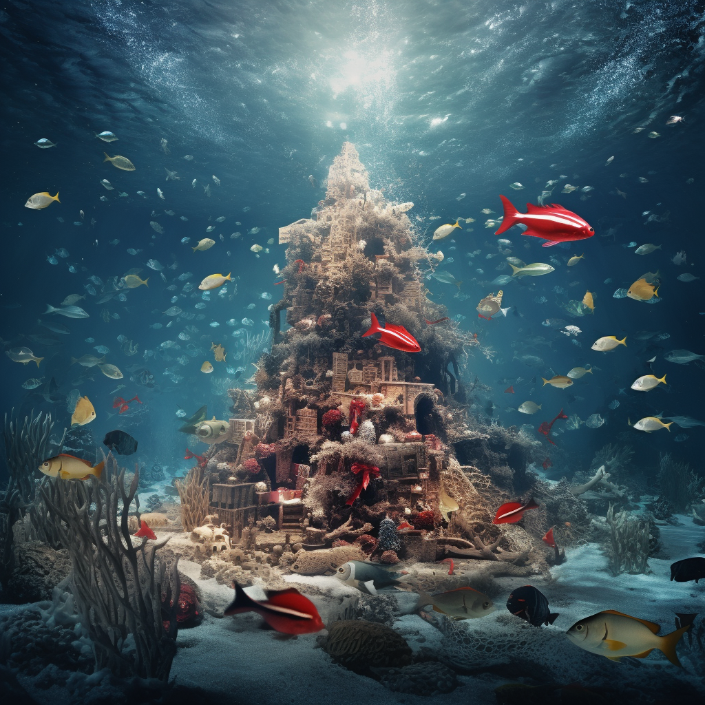 Festive underwater Christmas celebration