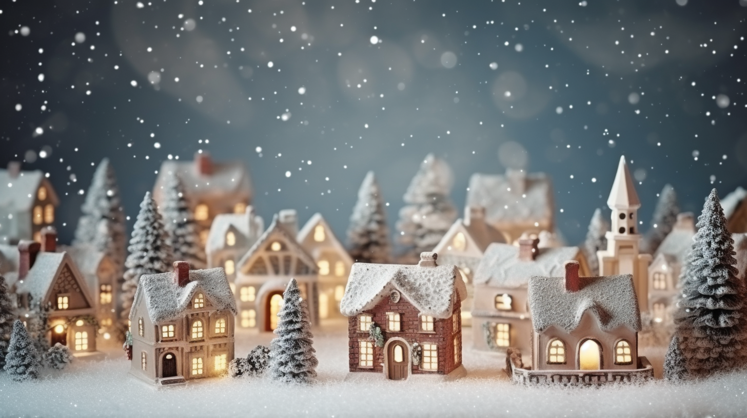 Snowy Christmas Village Scene