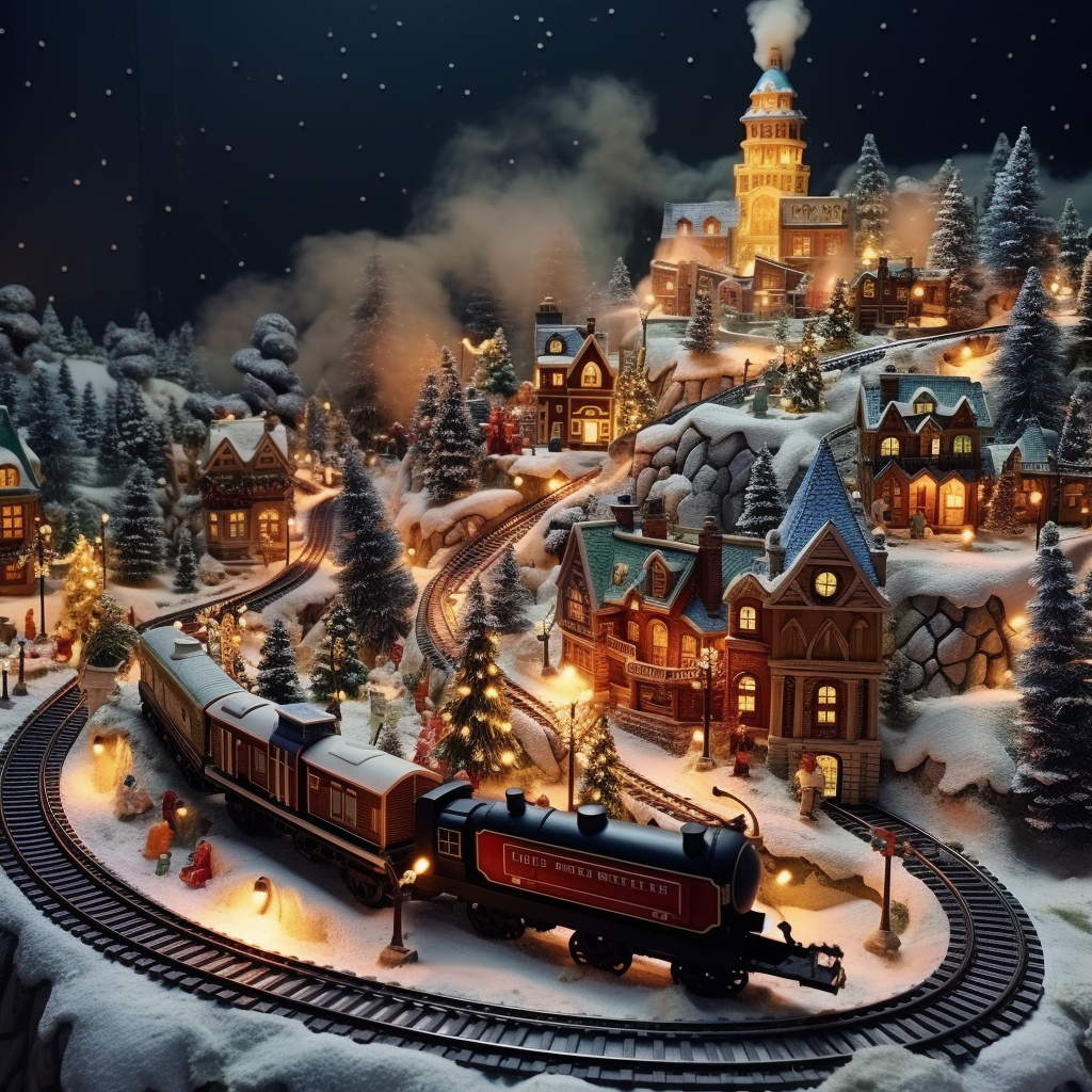 Charming Christmas village train trail