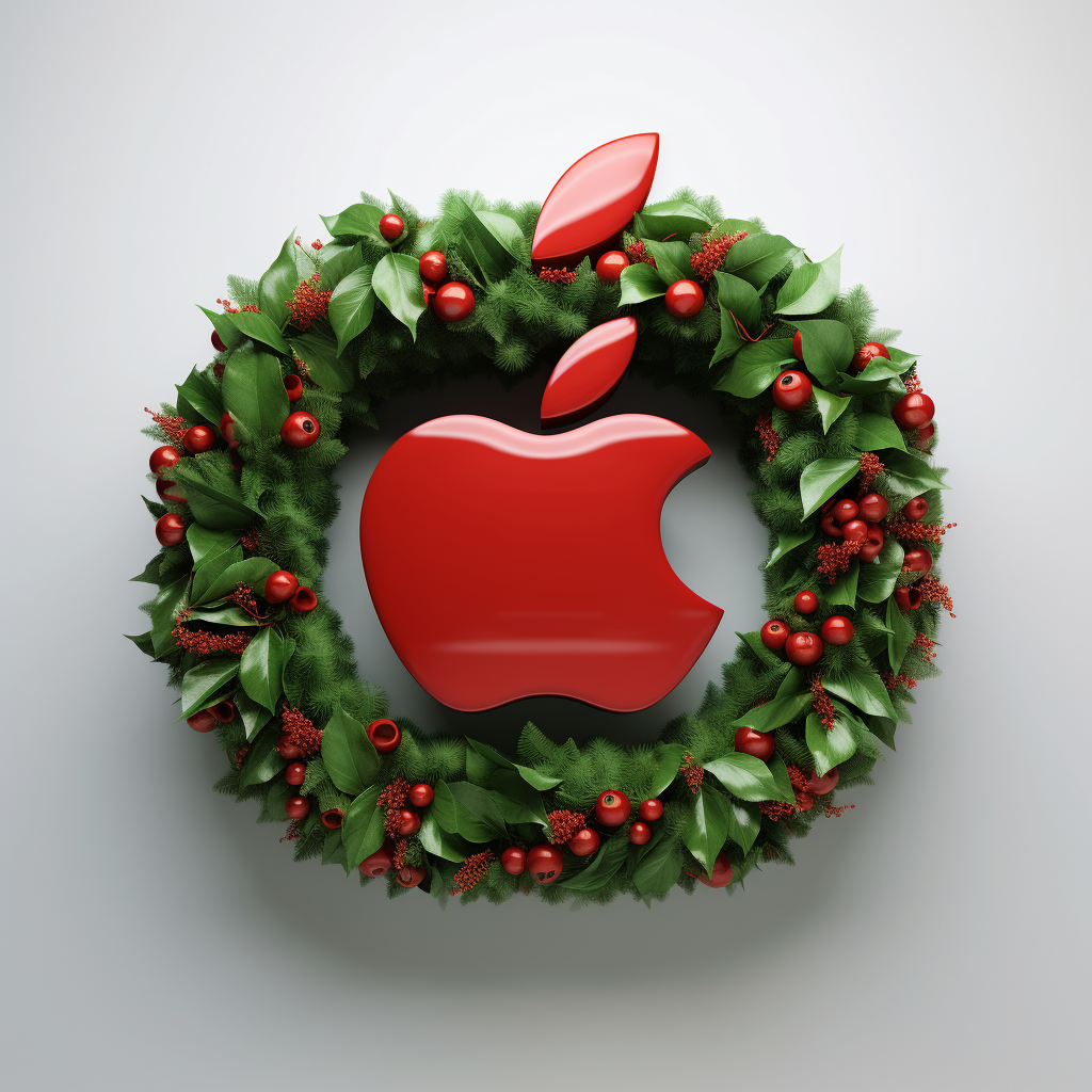 Festive Christmas wreaths in Apple logo