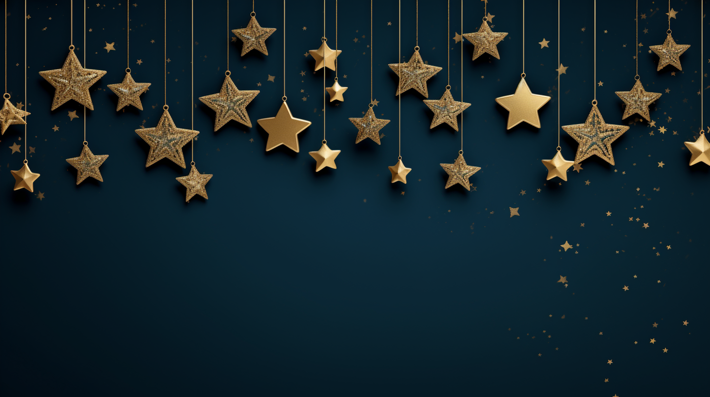 Christmas banner with hanging golden stars