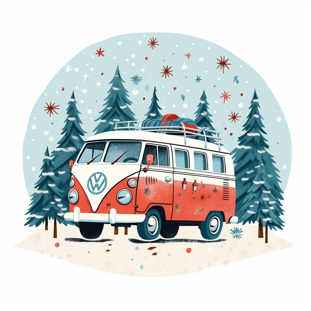 Festive Christmas Camper Van Poster