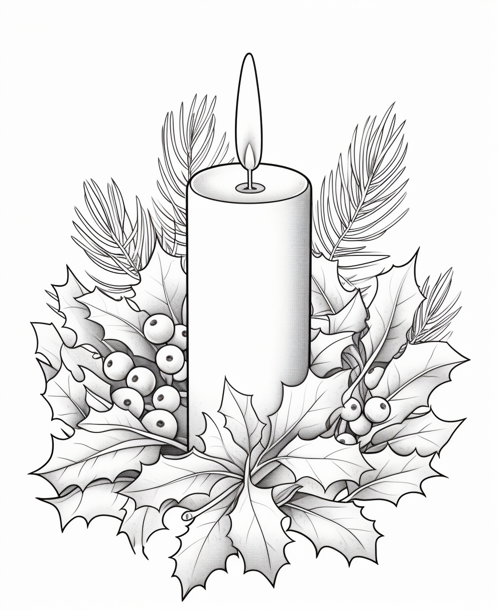 Simple Christmas Candles and Holly with Berries