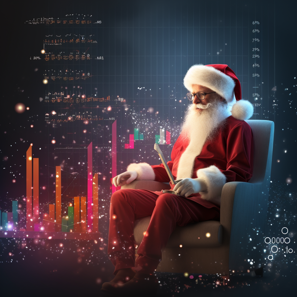 Santa, Tree & Data Science Visualization on Christmas Card