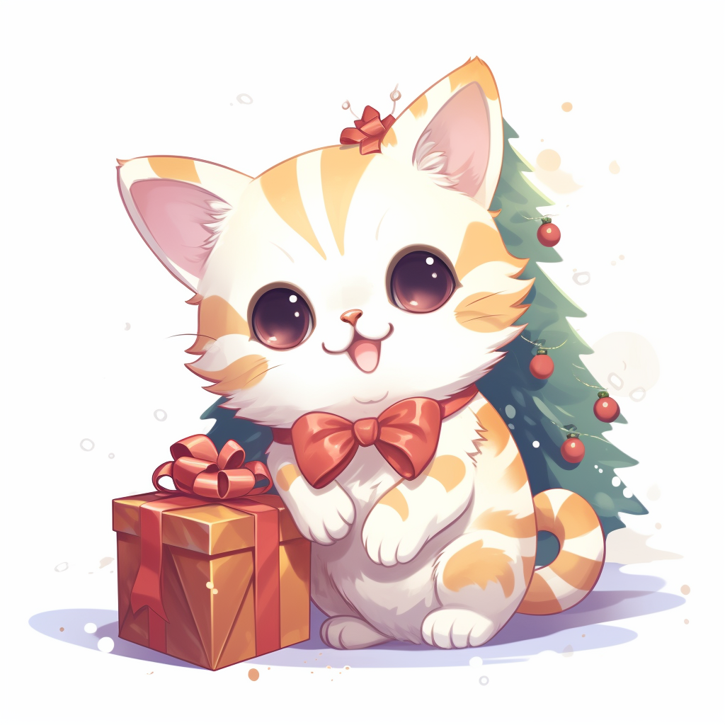 Adorable Christmas Cat Opening Presents