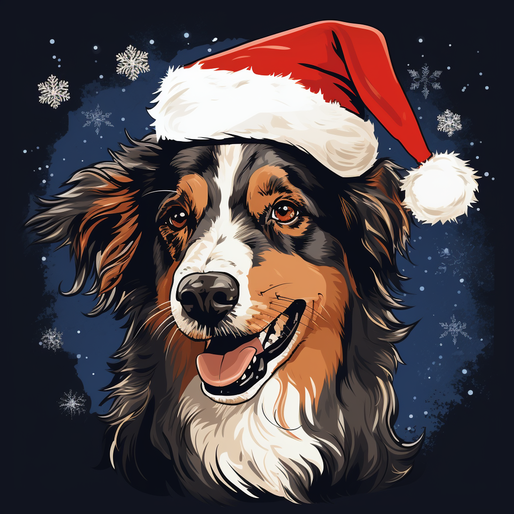 Christmas collie in graphic novel style