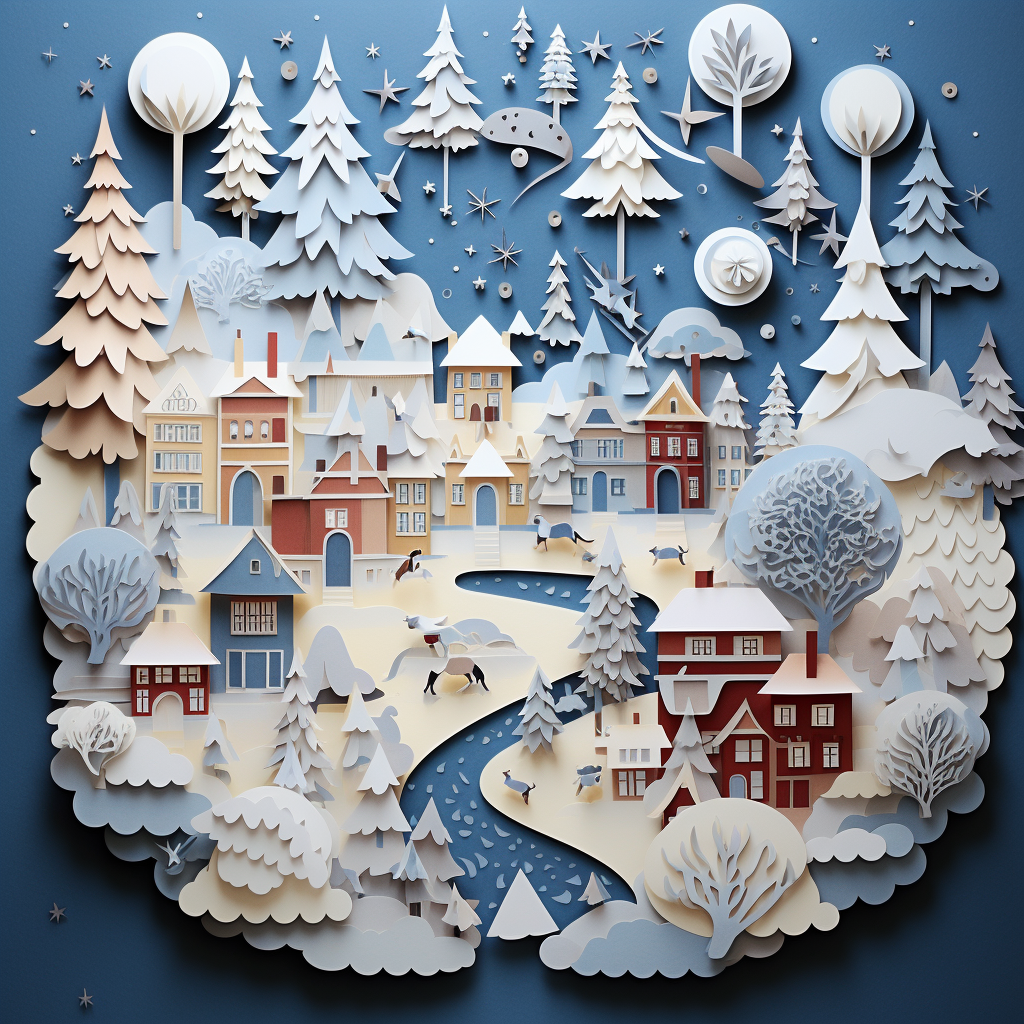 Beautiful Christmas craft paper illustration