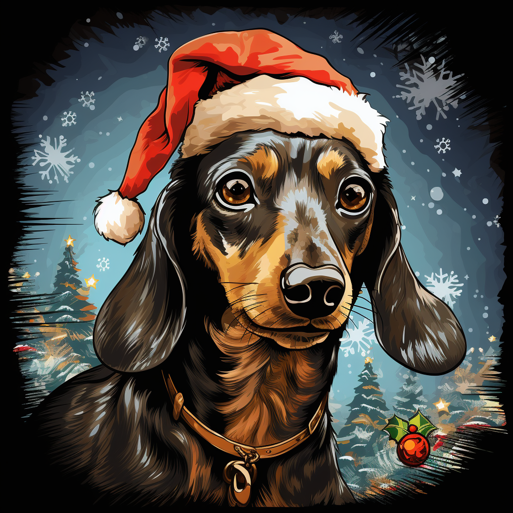 Adorable Christmas Dachshund Portrait