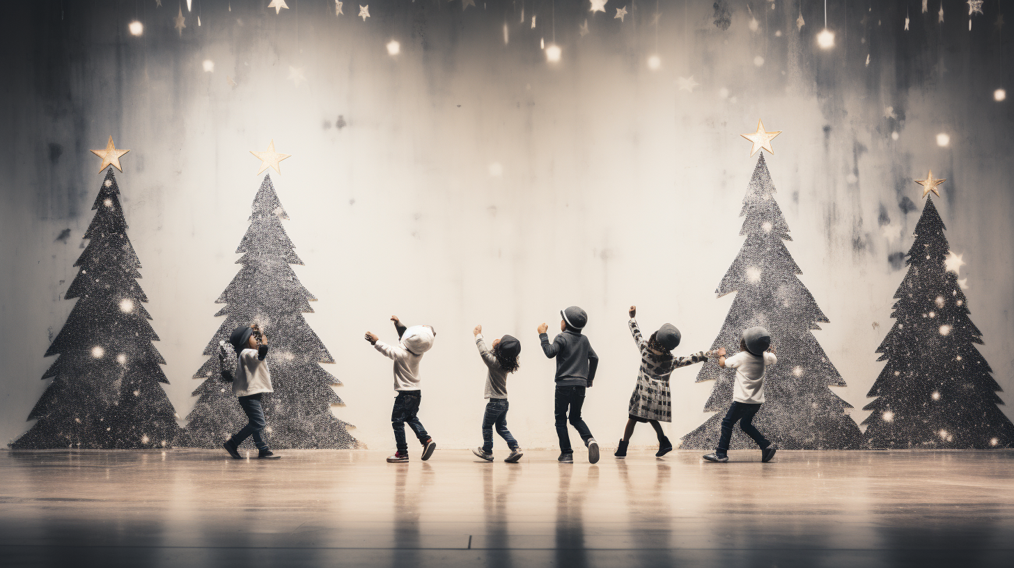 Eccentric children performing Christmas dance