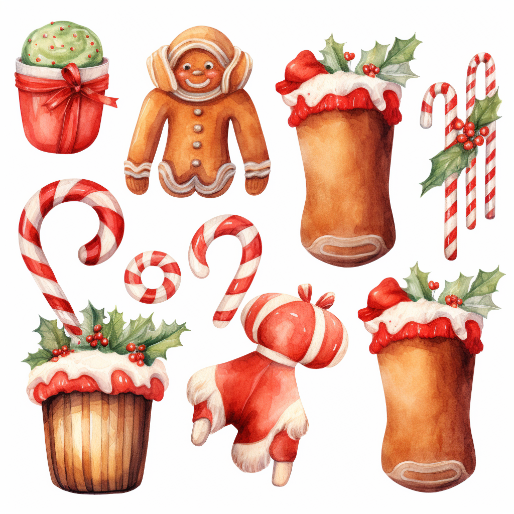 Watercolor Christmas Decorations Illustrations