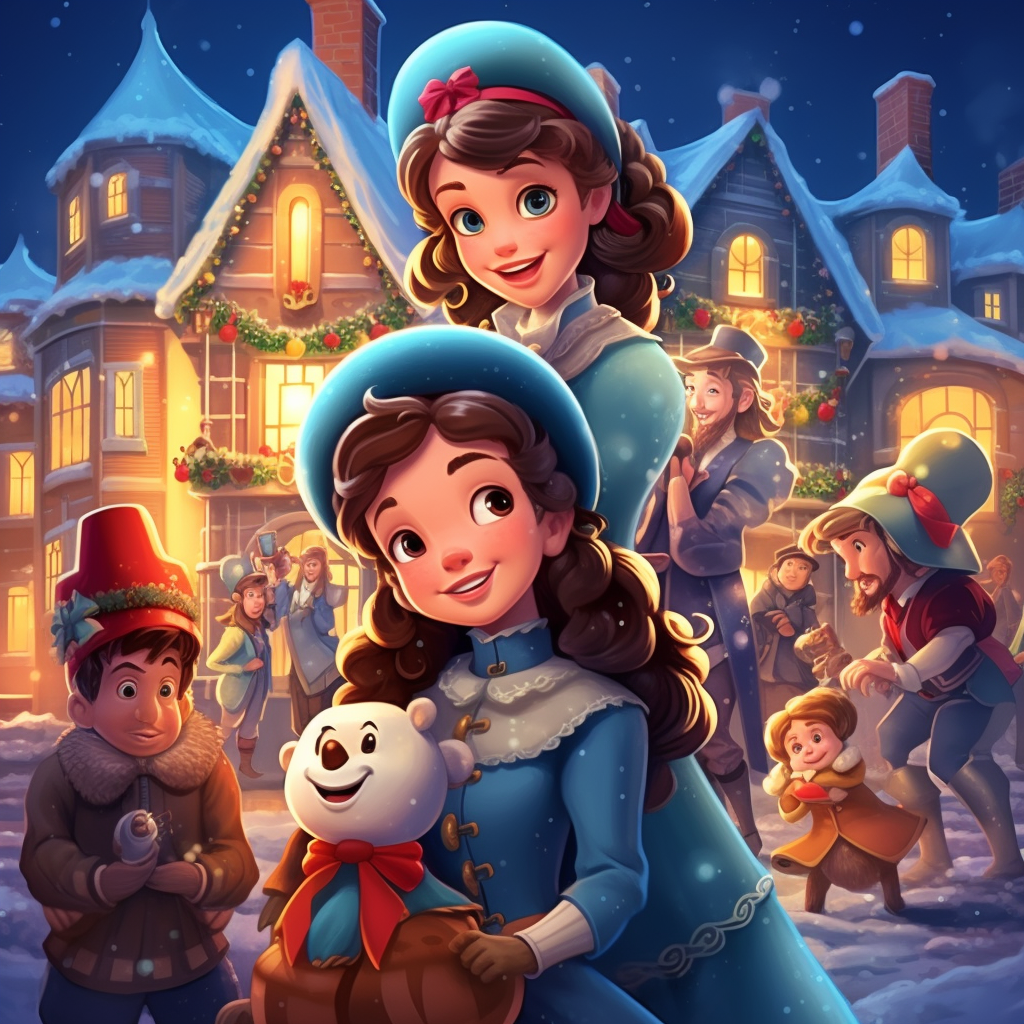 Festive Disney Cartoon Christmas Illustration