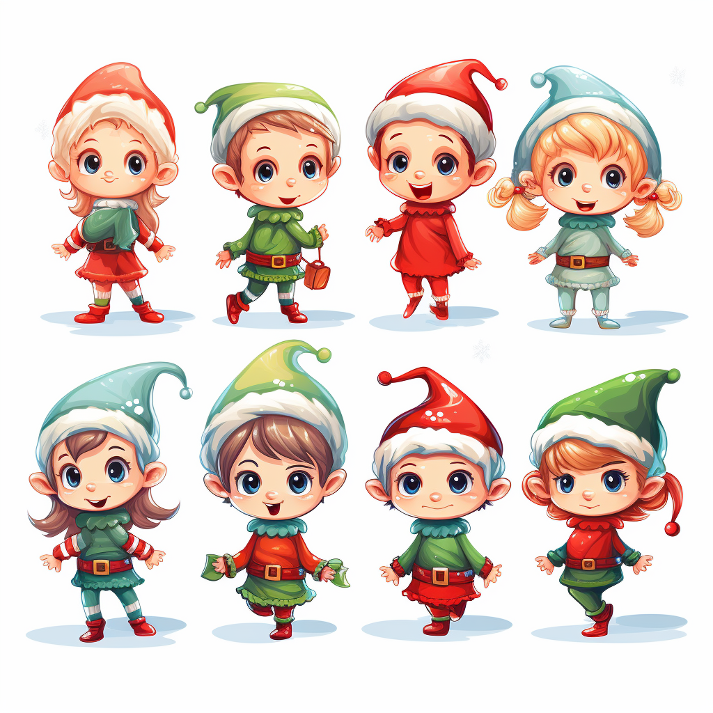 Christmas elves vector on plain white background