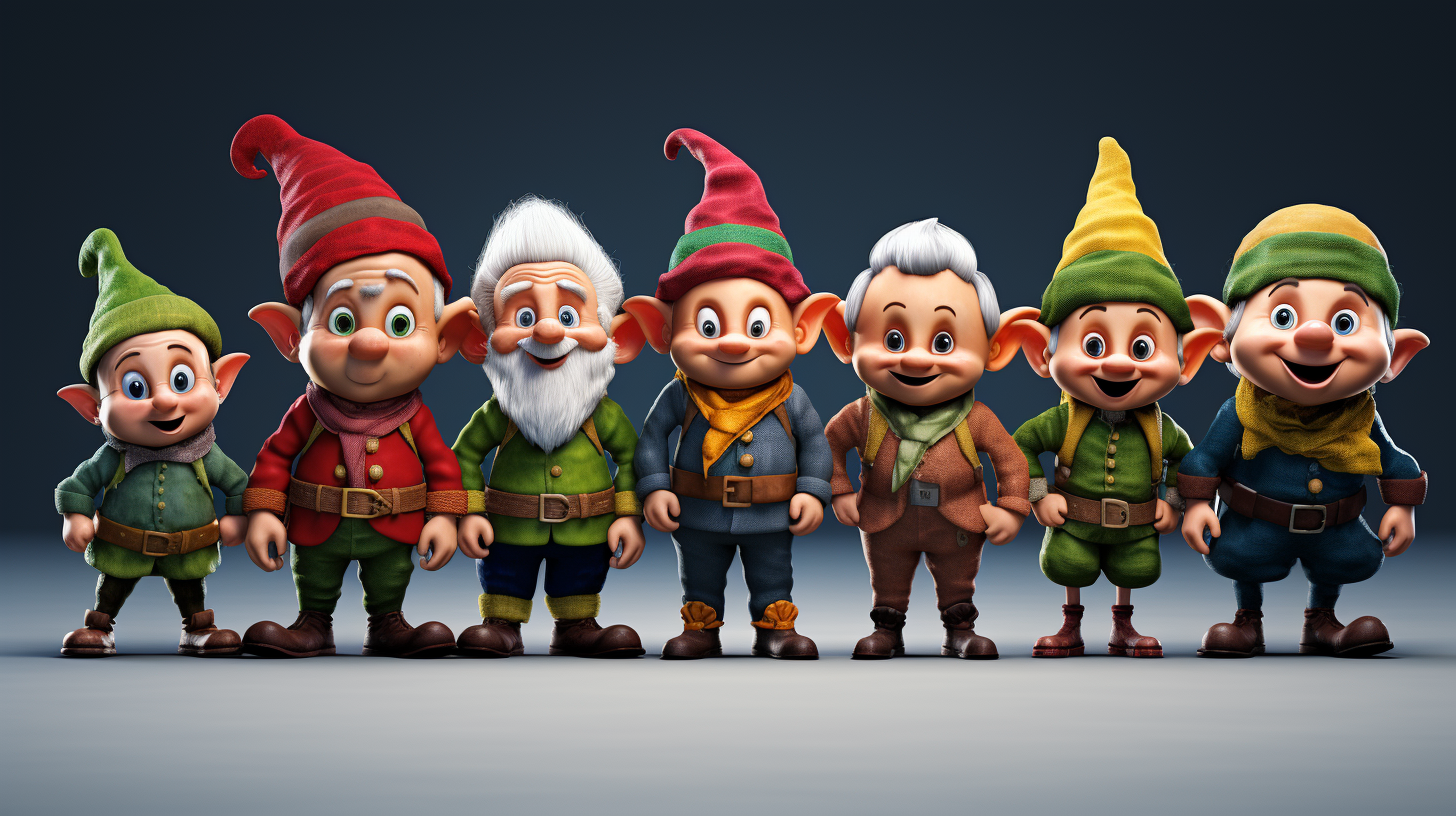 Group of colorful Christmas elves