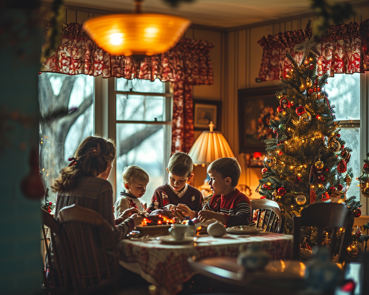 Family celebrating Christmas at home