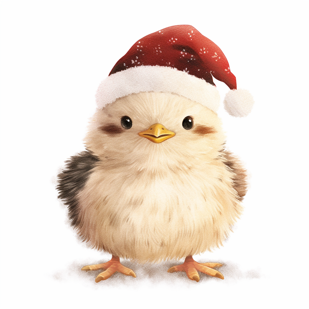 Adorable Christmas Farm Chick Illustration