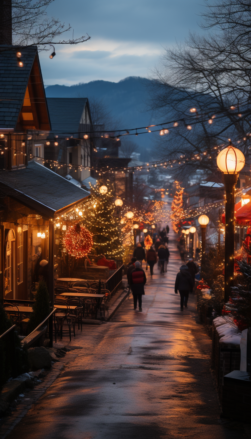 Snowy Christmas festival in Asheville