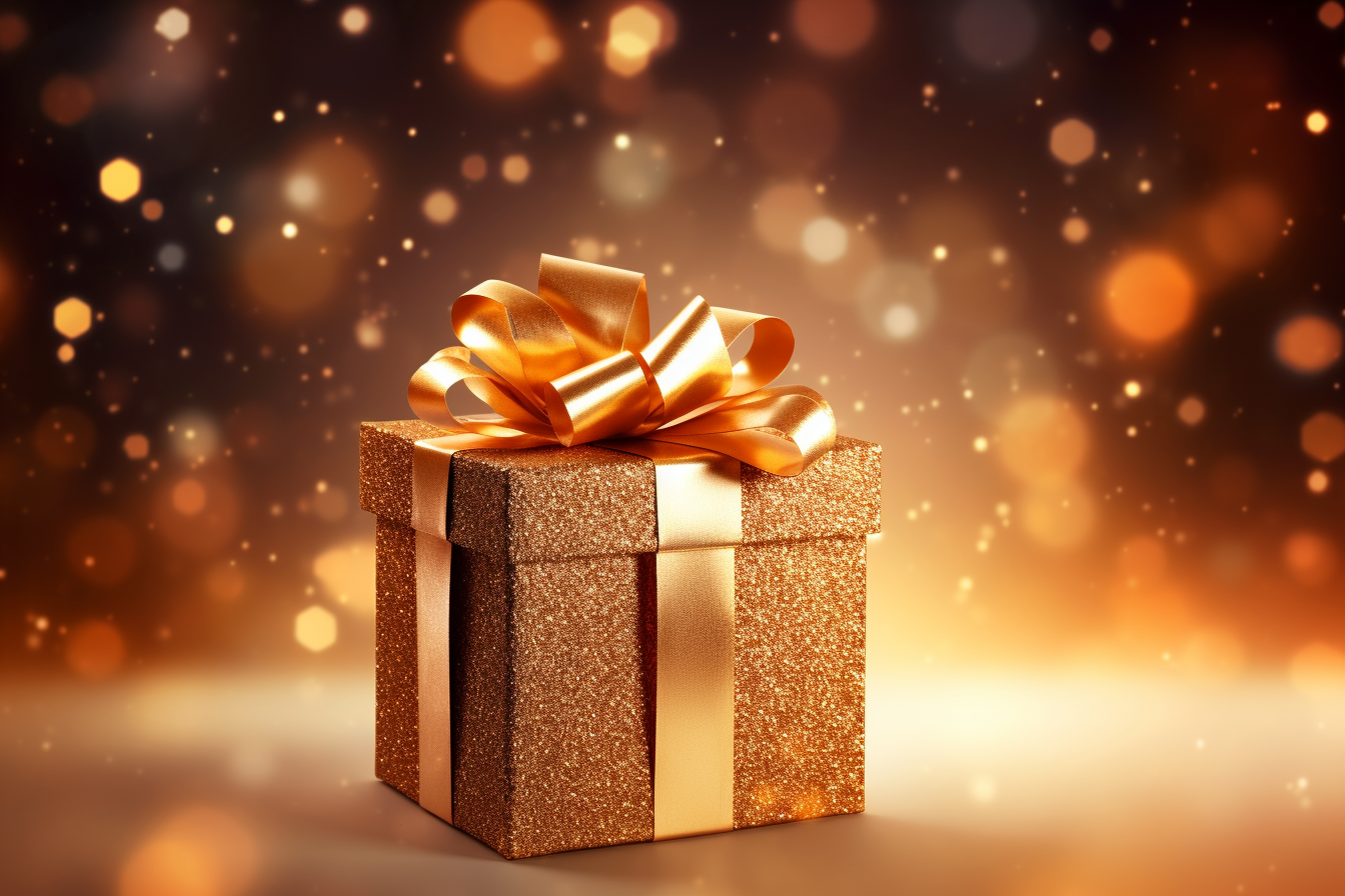 Beautiful Christmas gift box on a transparent background