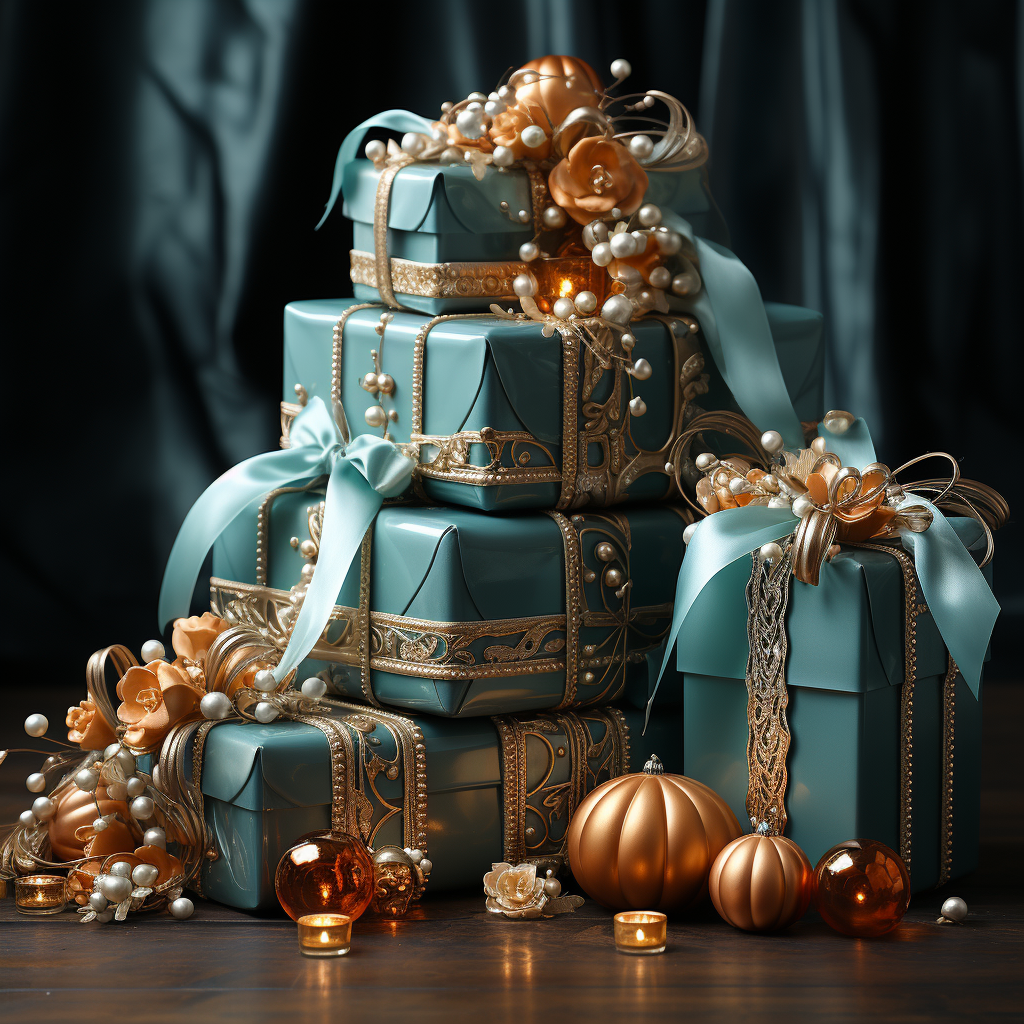 Turquoise and Brown Traditional Christmas Gifts