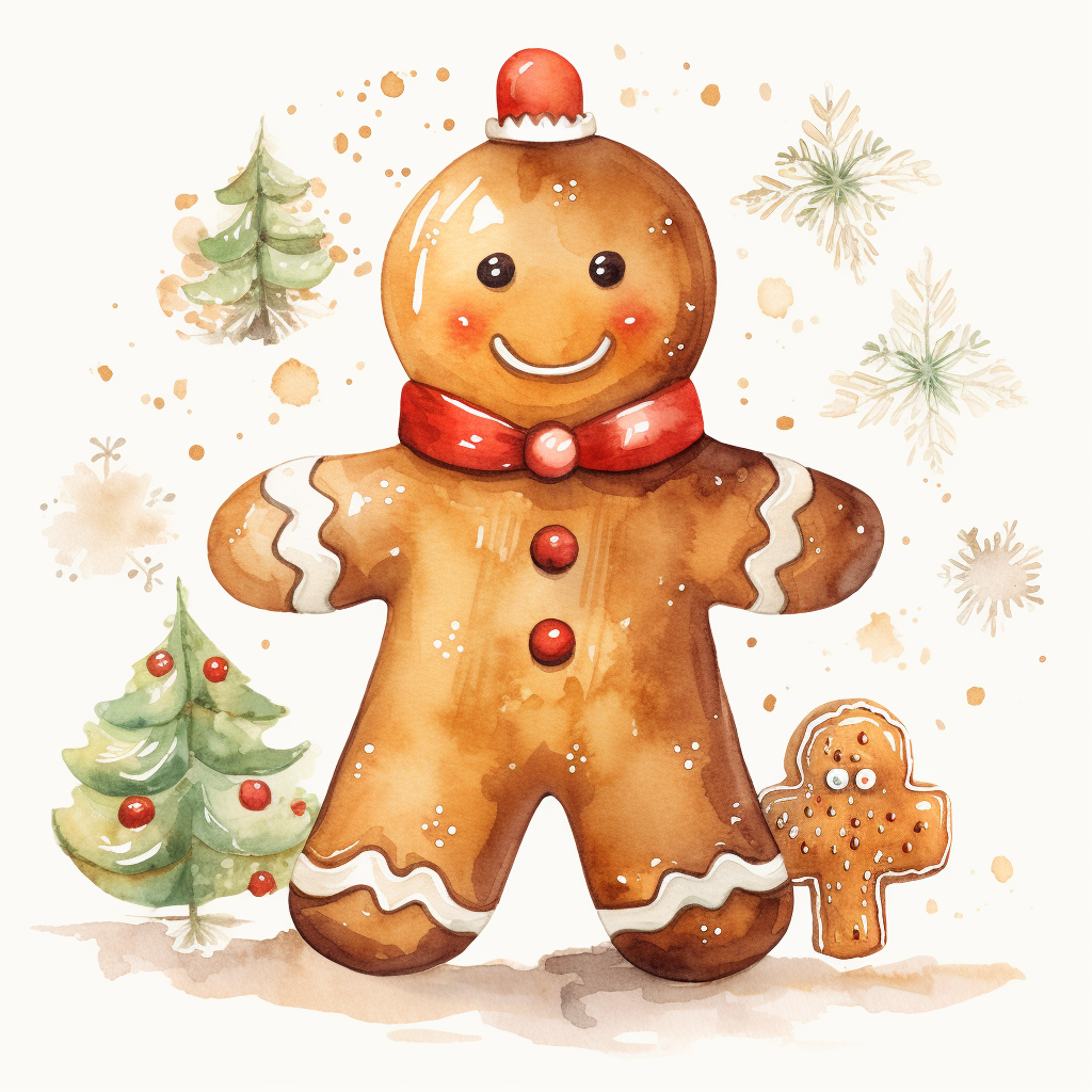 Cute gingerbread man in Christmas scene