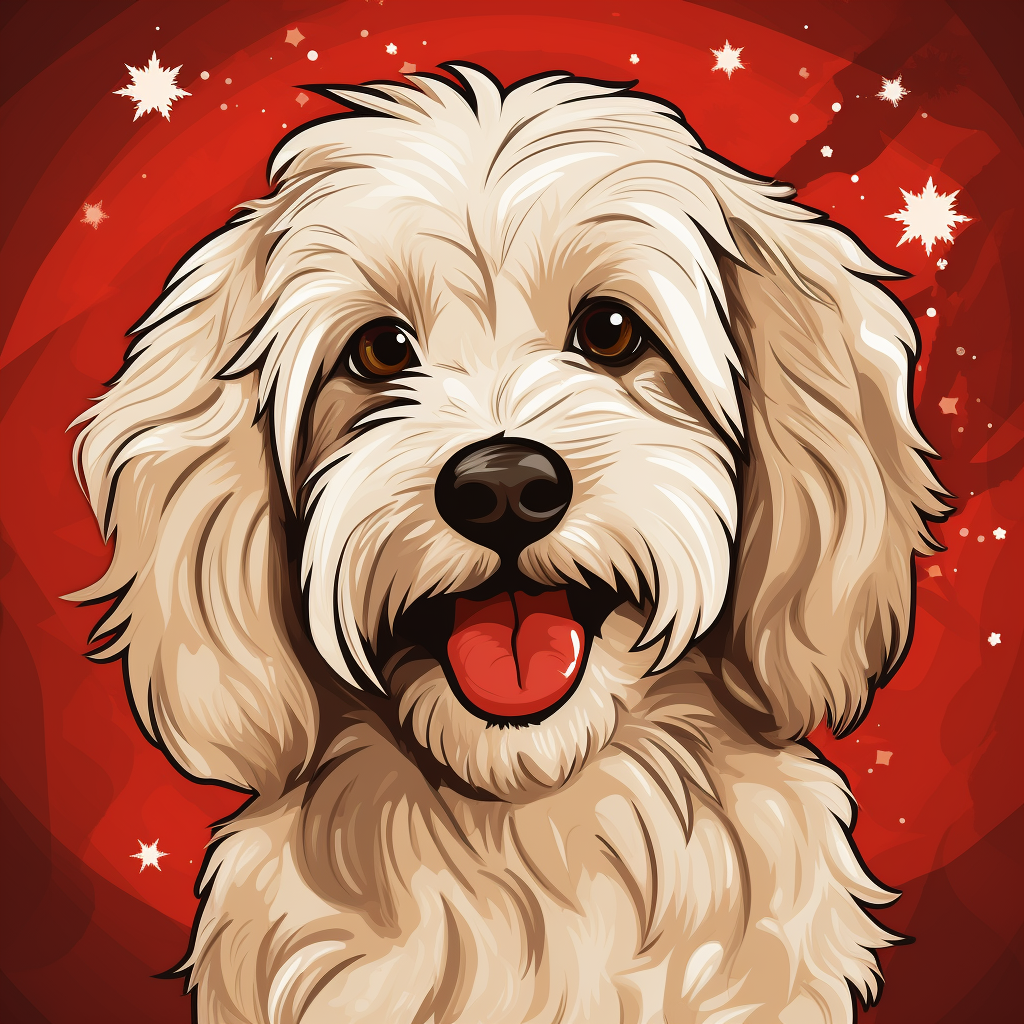 Christmas Golden Havanese Dog in Graphic Novel Art