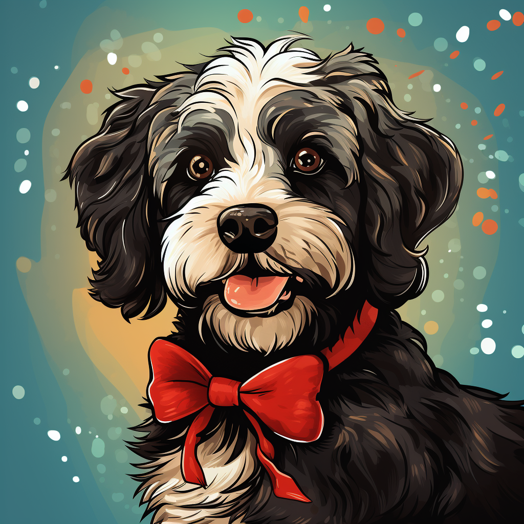 Christmas Havanese dog in graphic novel art