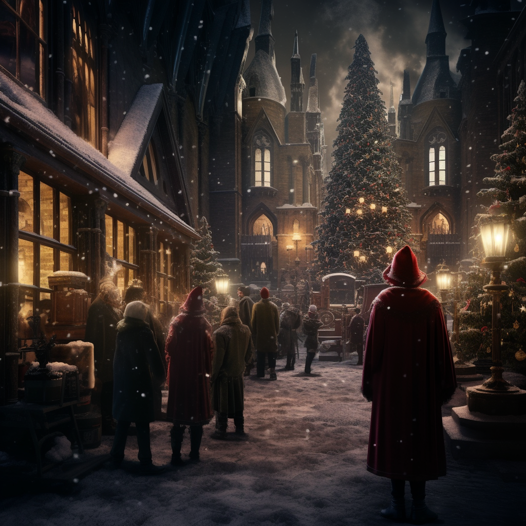 Festive Hogwarts Christmas Scene