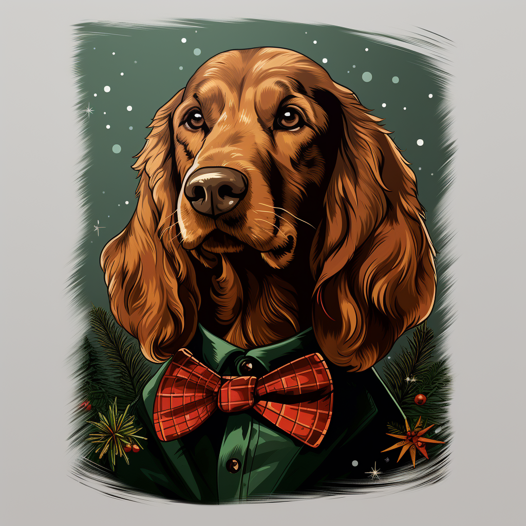 Playful Irish Setter in Christmas Theme