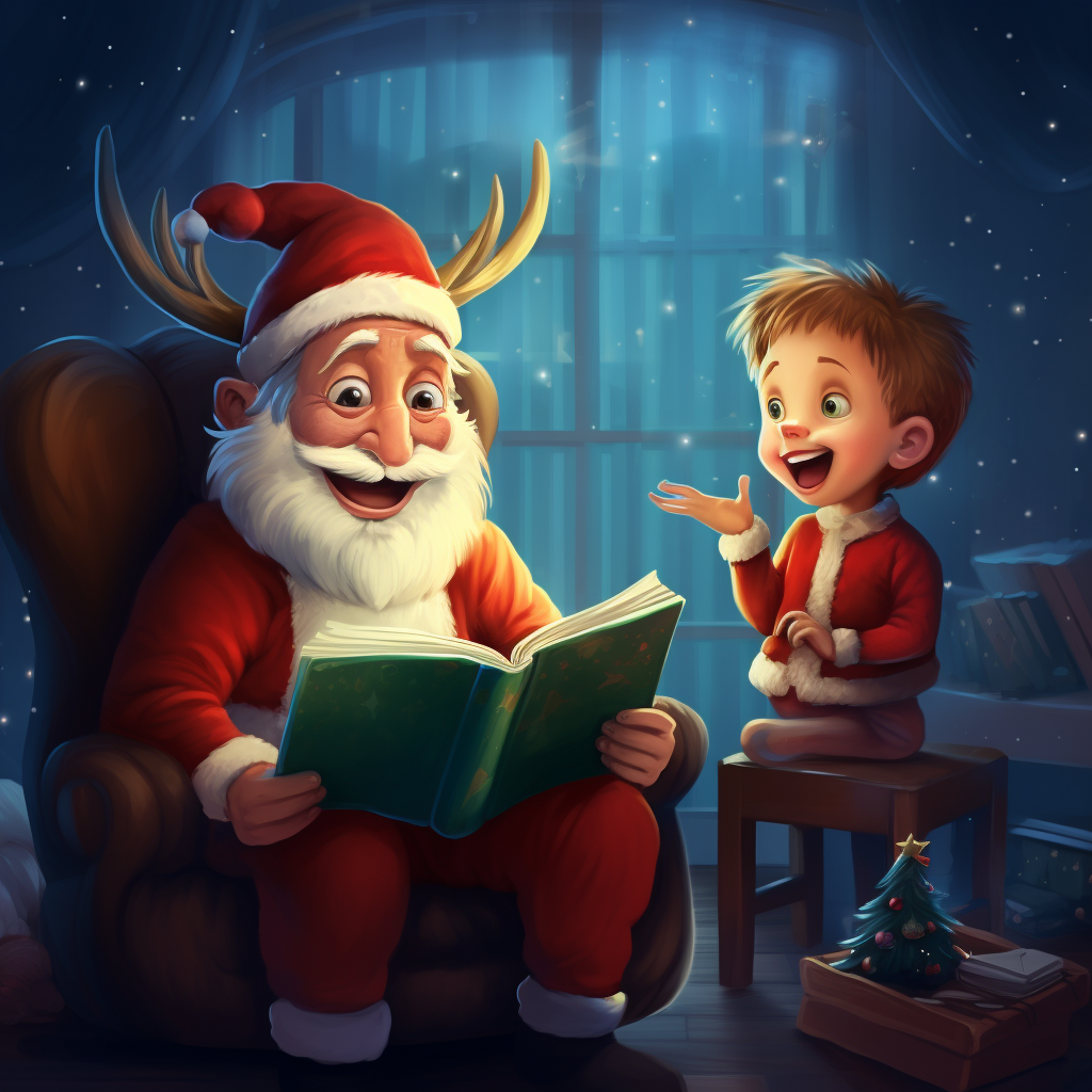 Santa Claus and Reindeer Laughing in Tears