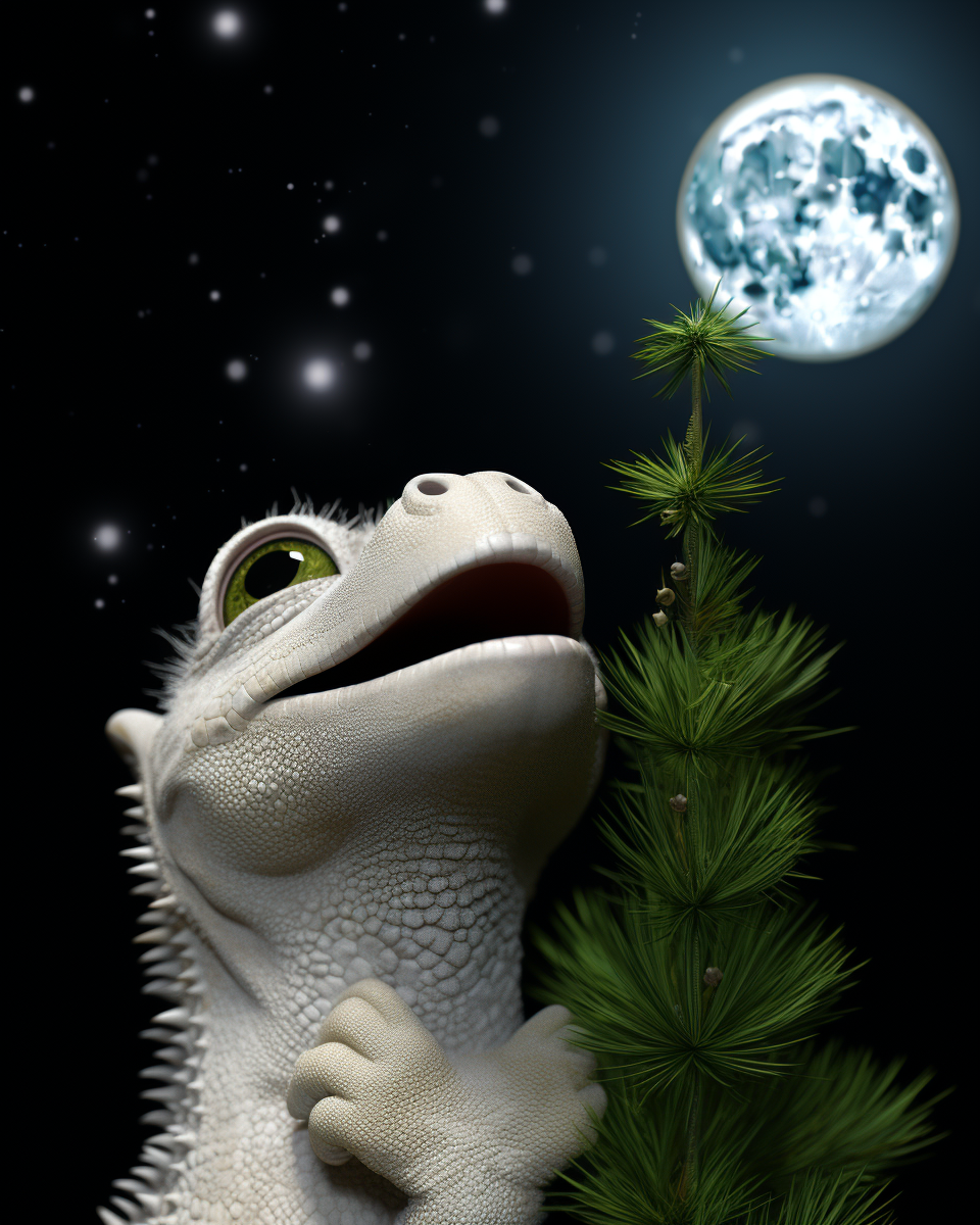 Smiling Christmas Lizard with Mistletoe